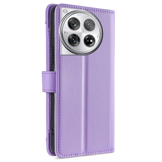 Θήκη με πτερύγιο για OnePlus 12 5G, Wallet Zipper Pocket, μωβ