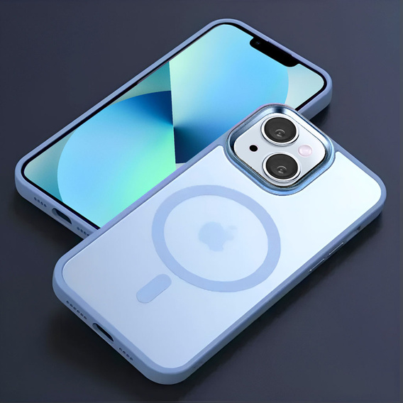 Θήκη για iPhone 13, για MagSafe, ERBORD Μatt Case, μπλε + Γυαλί οθόνης