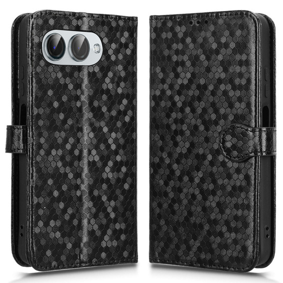 θήκη πτερύγιο για T Phone 3 5G, Wallet Rhombus, μαύρη
