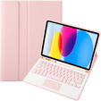 Θήκη + πληκτρολόγιο iPad 10.9 2022 10 Gen, TouchPad Pen Slot, ροζ rose gold