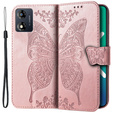 Θήκη με πτερύγιο για Motorola Moto E13, Butterfly, ροζ rose gold