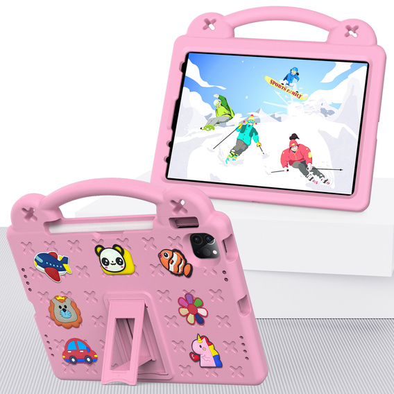 Παιδική θήκη για iPad Air 10.9" 2022/2020 (5/4 gen.) / Pro 11" 2022/2021/2020 (4/3/2 gen.), Cute Patterns, με βάση, ροζ