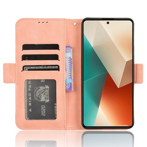 Θήκη με πτερύγιο για Xiaomi Redmi Note 13 5G, Card Slot, ροζ