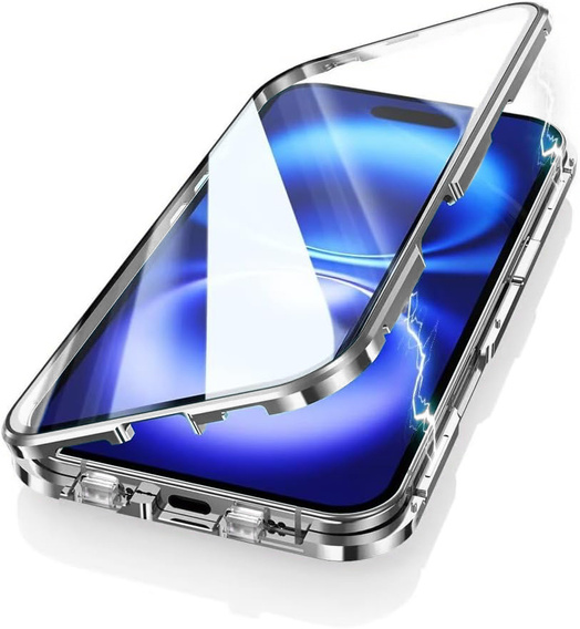 Μαγνητική θήκη MagSafe Dual Glass για iPhone 16, ασημένια