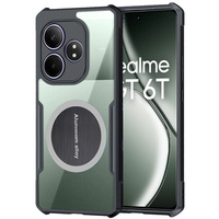 Θήκη για Realme GT 6 / 6T, με μαγνητική πλάκα, διαφανής / μαύρη