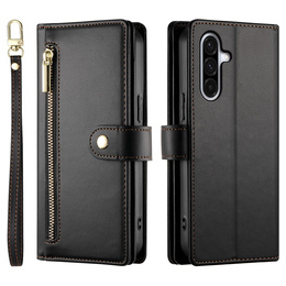 Θήκη πορτοφόλι φερμουάρ τσέπη flip για Samsung Galaxy A17 5G, πορτοφόλι φερμουάρ τσέπη, μαύρο