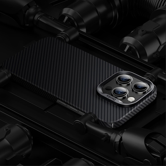 θήκη BENKS Kevlar για iPhone 15 Pro Max, Carbon Fiber, μαύρη