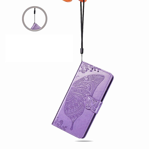 Θήκη με πτερύγιο για Motorola Moto G86 Power 5G, Butterfly, μωβ