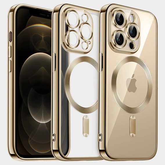 Θήκη για iPhone 12 Pro Max, Electro MagSafe, χρυσή + Γυαλί για την οθόνη