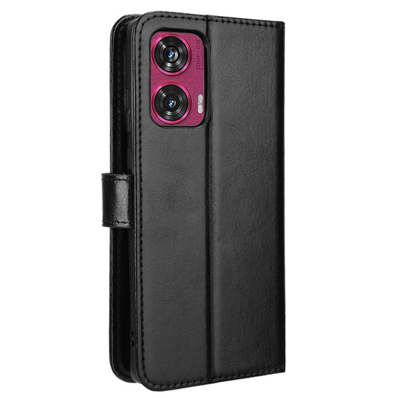 Θήκη με πτερύγιο για Motorola Edge 50 Fusion 5G, Crazy Horse Wallet, μαύρη
