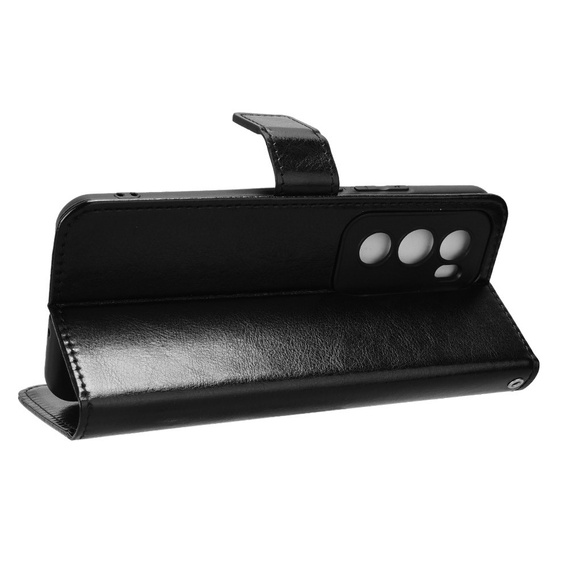 Θήκη με πτερύγιο για Oppo Reno 12, Crazy Horse Wallet, μαύρη
