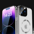 Μαγνητική θήκη MagSafe Dual Glass για iPhone 15 Pro Max, ασημένια
