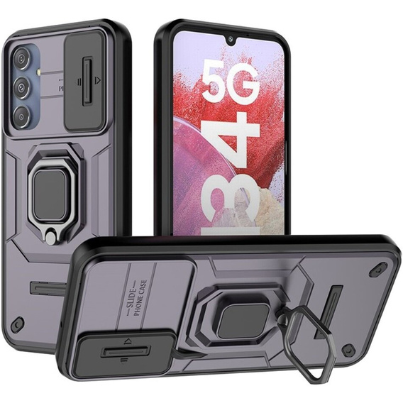 Θήκη για Samsung Galaxy M34, KickStand Camera Lens, μωβ