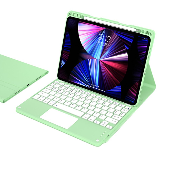Θήκη + πληκτρολόγιο iPad Air 10.9 4 2020 / 5 2022, Touchpad, πράσινη