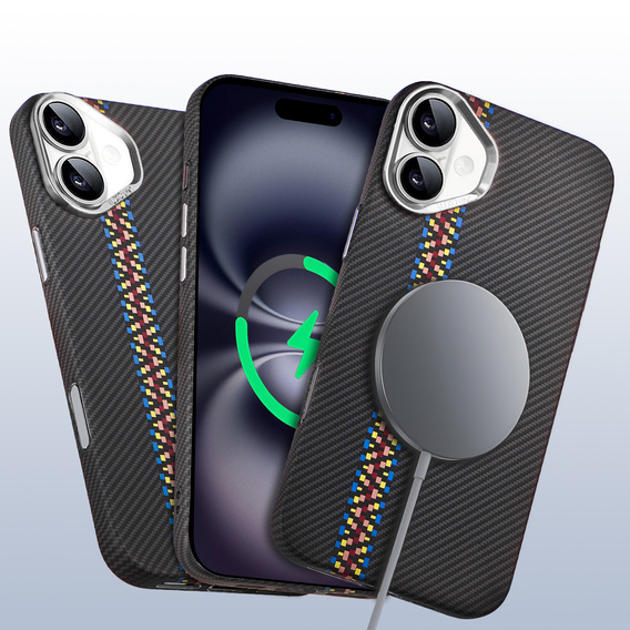 Θήκη για iPhone 16 Plus, ανθρακονήματα MagSafe, μαύρη