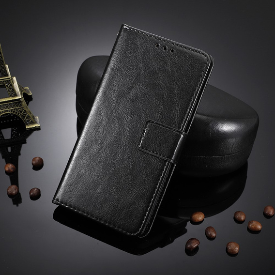 Θήκη με πτερύγιο για Realme GT 7 / 7T, Crazy Horse Wallet, μαύρη
