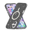 Θήκη για iPhone 17, για MagSafe, glitter, ημιδιαφανές μαύρο