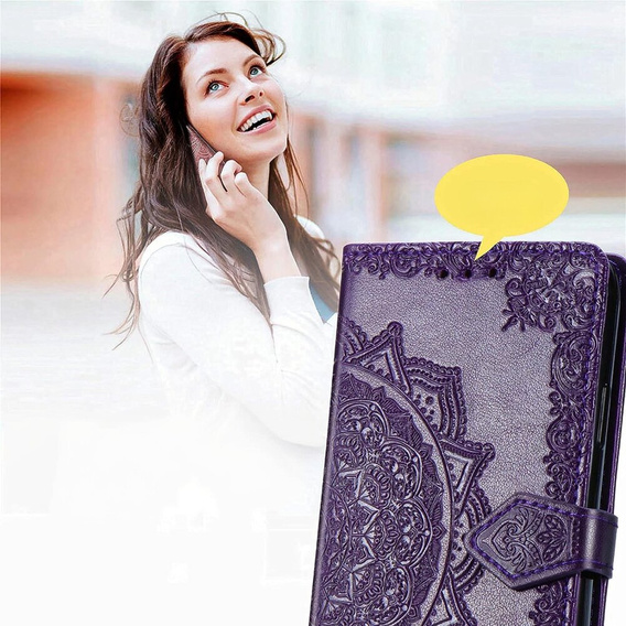 Θήκη με πτερύγιο για Samsung Galaxy M55 5G, Mandala, μωβ