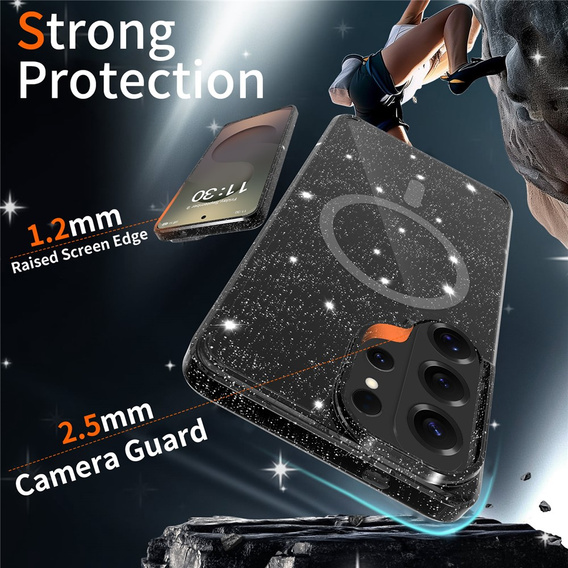 Θήκη Brokat, για MagSafe για Samsung Galaxy S26 Ultra, διαφανής / μαύρη