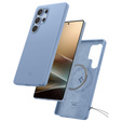 Θήκη Spigen για Samsung Galaxy S25 Ultra, Silicone Fit Mag, μπλε + Μετριασμένο γυαλί