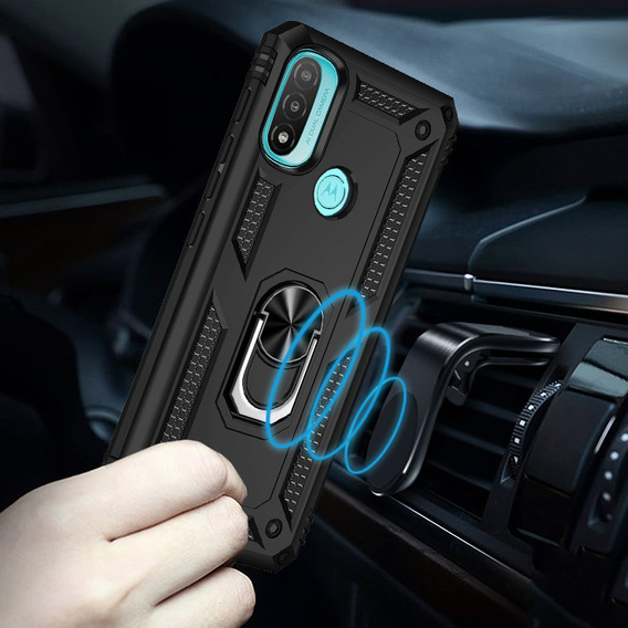 θωρακισμένη θήκη για Motorola Moto E20/E30/E40, Nox Case Ring, μαύρη