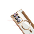 Θήκη με πτερύγιο για Samsung Galaxy S22 Ultra 5G, RFID Wallet MagSafe CamShield, καφέ