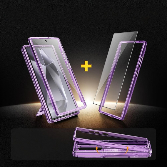 Θήκη για Samsung Galaxy S24 Ultra, Tongate MECH Series Clip, διαφανής / βιολετί