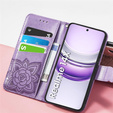 Θήκη με πτερύγιο για Realme 14X / Realme C75, Butterfly, μωβ