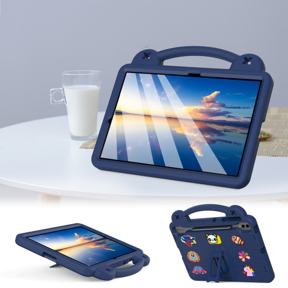Παιδική θήκη για Samsung Galaxy Tab S10+ Plus, Cute Patterns, με βάση, σκούρο μπλε