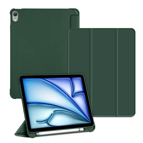 Θήκη για iPad Air 13" 2025/2024 (7/6 gen.), Smartcase με χώρο για γραφίδα, σκούρα πράσινη