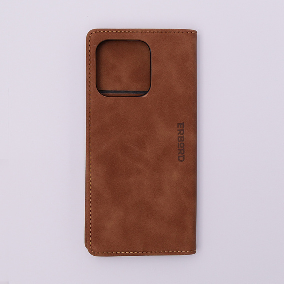 Θήκη για Xiaomi Redmi 12C, ERBORD Vintage, πορτοφόλι με πτερύγιο, καφέ