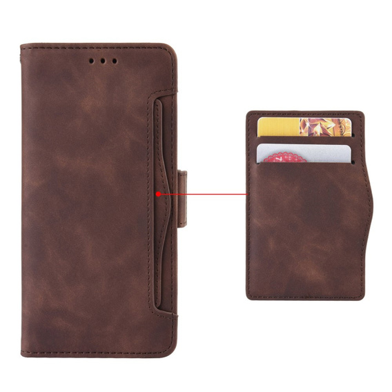 Θήκη με πτερύγιο για Realme 14 Pro 5G, Card Slot, καφέ