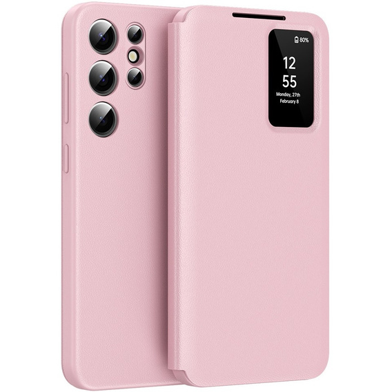 Αναδιπλούμενη θήκη για Samsung Galaxy S24 Ultra, Smart View Wallet, ροζ