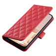 θήκη πτερύγιο για iPhone 16 Plus, Rhombus Crossbody Leather, κόκκινη