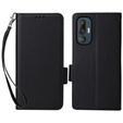 Θήκη για HTC U24 Pro 5G, Wallet Litchi Leather, μαύρη