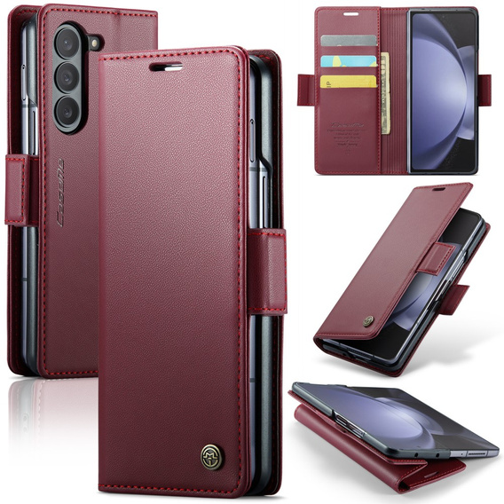 CASEME flip case για Samsung Galaxy Z Fold6 5G, Litchi Wallet, κόκκινη