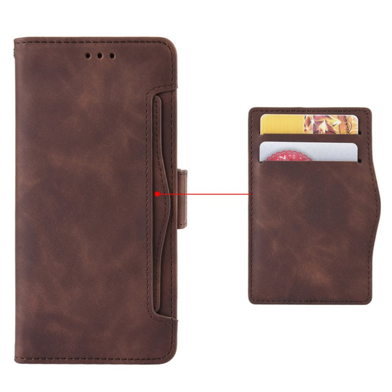 Θήκη με πτερύγιο για Xiaomi Poco F7 Pro, Card Slot, καφέ