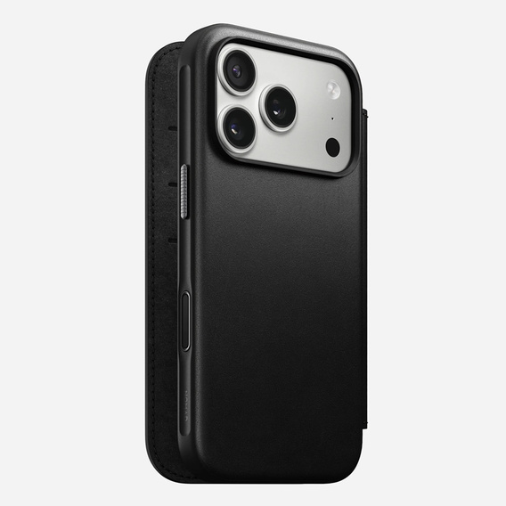 Θήκη Nomad για iPhone 17 Pro, Μοντέρνα δερμάτινη θήκη Folio, μαύρο