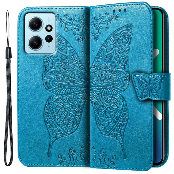 Θήκη με πτερύγιο για Xiaomi Redmi Note 12 4G, Butterfly, μπλε