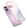 Προστατευτική θήκη για Motorola Moto G24 / G24 Power / G04, Marble Slim Case, λευκή