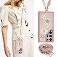 θήκη για Samsung Galaxy S25 Ultra, Leather Flower Card Slot, ροζ