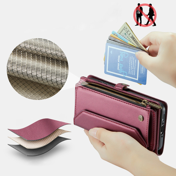 Θήκη με πτερύγιο για Samsung Galaxy A17 5G, θήκη πορτοφολιού με κλειδαριά και ιμάντες - κόκκινο