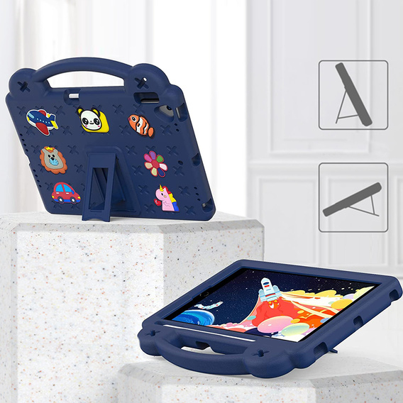 Παιδική θήκη για iPad 10.2" 2021/2020/2019 (9/8/7 gen.) / Air 10.5" 2019 (3 gen.), Cute Patterns, με βάση, σκούρο μπλε