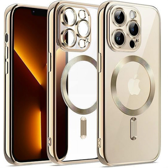 Θήκη για iPhone 13 Pro Max, Electro MagSafe, χρυσή + Γυαλί για την οθόνη