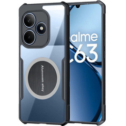Θήκη για Realme C63, με μαγνητική πλάκα, διαφανής / μαύρη