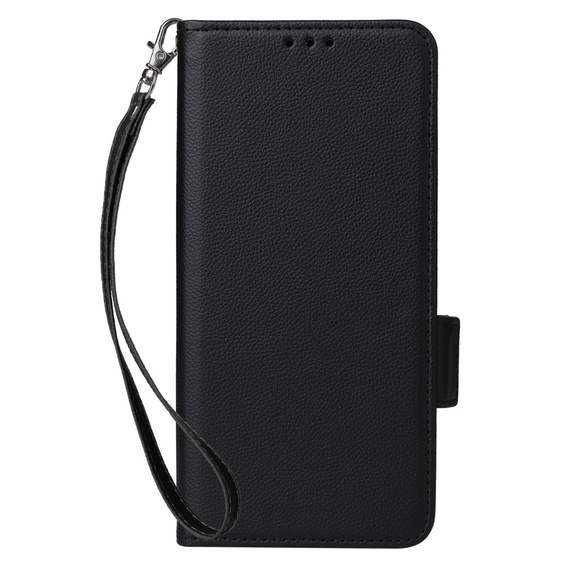 Θήκη για HTC U24 Pro 5G, Wallet Litchi Leather, μαύρη