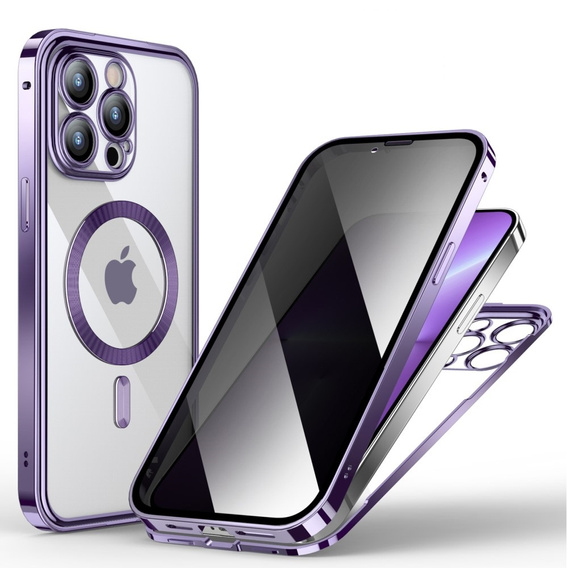 Θήκη για iPhone 13 Pro Max, Privacy Dual Glass, για MagSafe, μωβ