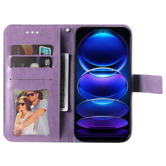 Θήκη με πτερύγιο για Xiaomi Redmi Note 12 5G / POCO X5 5G, Mandala Flower, μωβ
