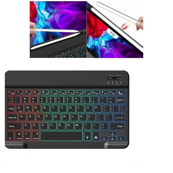 Θήκη με φωτιζόμενο πληκτρολόγιο bluetooth για iPad 10.9 2022 (10 gen.), μαύρο