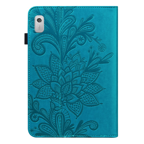 θήκη με πτερύγιο για Lenovo Tab M9, flower, μπλε